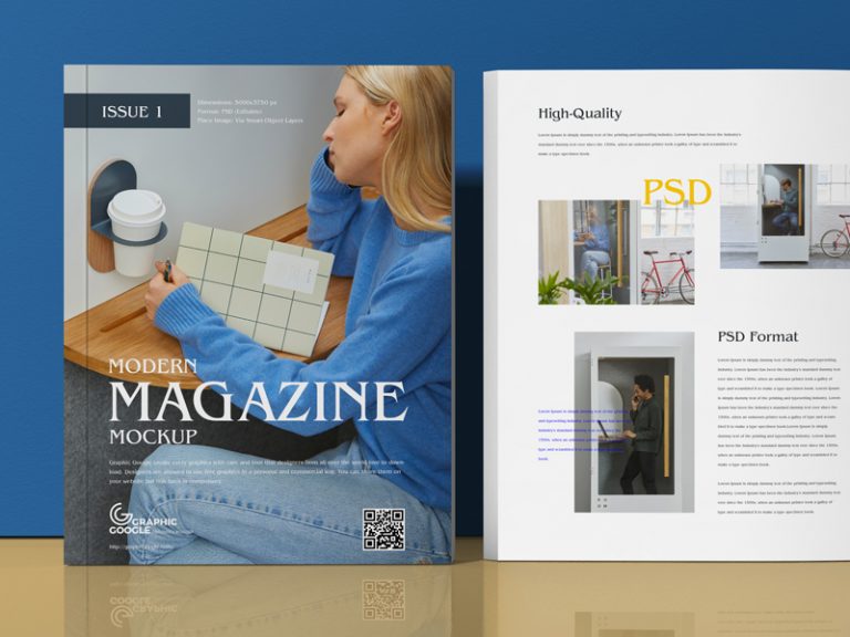 Free Modern Magazine Mockup PSD - Graphic Google - Tasty Graphic ...
