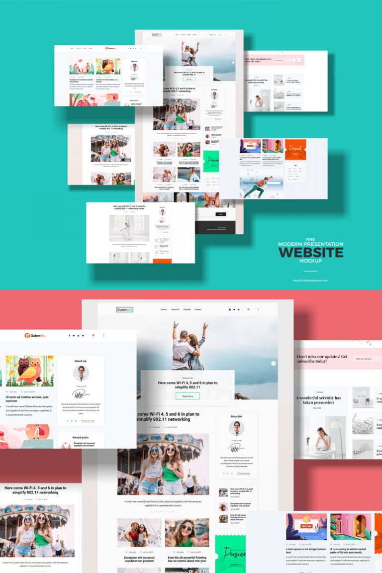 Free Elegant Website Mockup For WordPress Themes Presentation - Graphic ...
