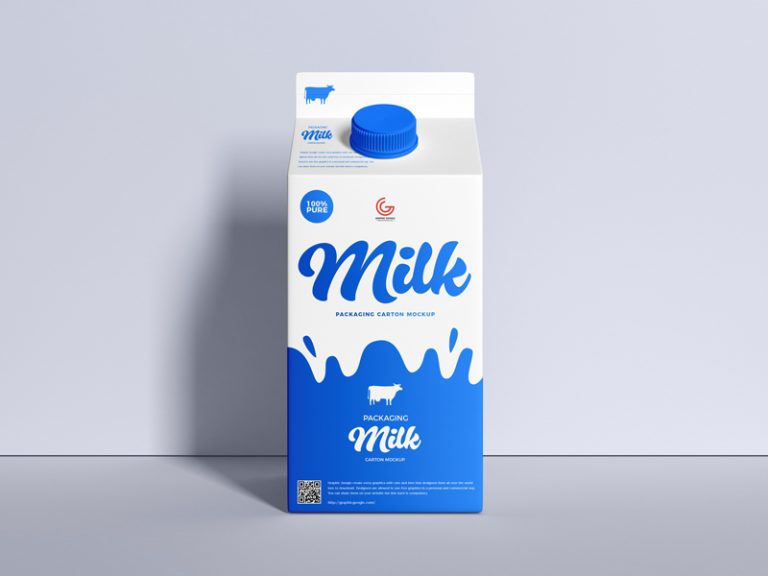 Free Packaging Milk Carton Mockup - Graphic Google - Tasty Graphic