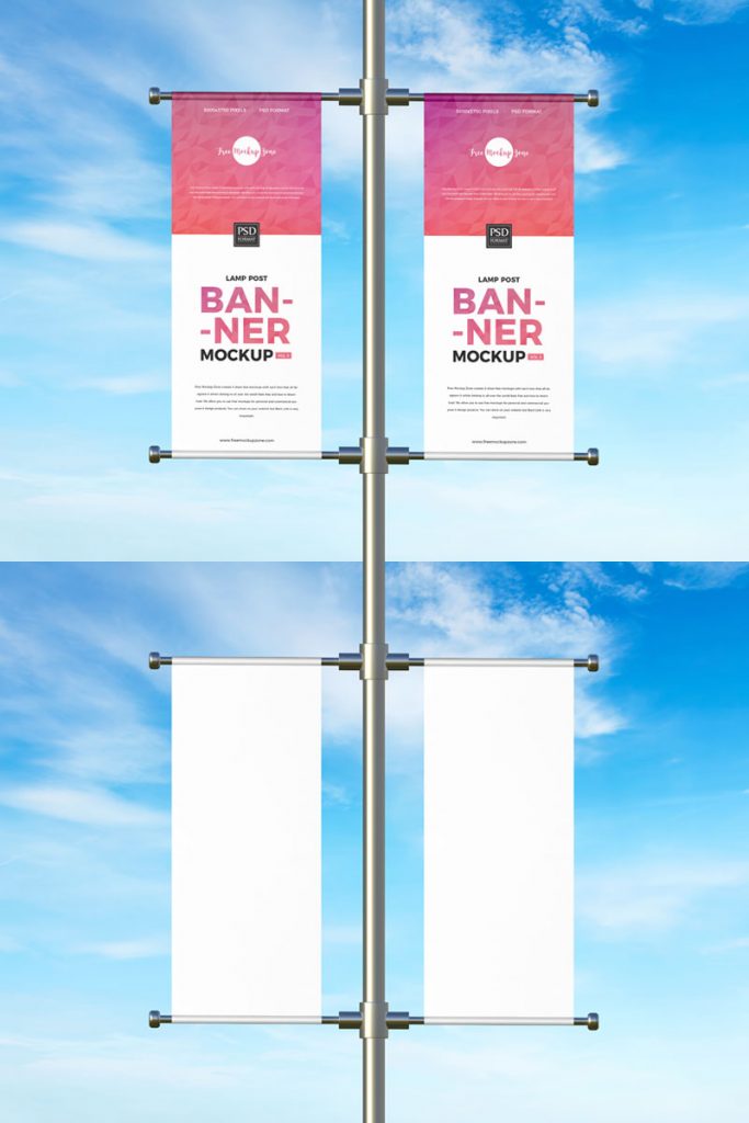 Free Outdoor Advertising Lamp Post Banners Mockup - Graphic Google ...