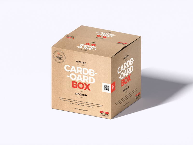 Download Free PSD Square Cardboard Box Packaging Mockup - Graphic ...