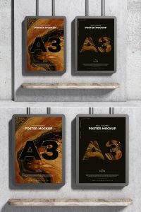 Free-Modern-Advertisement-Framed-A3-Poster-Mockup