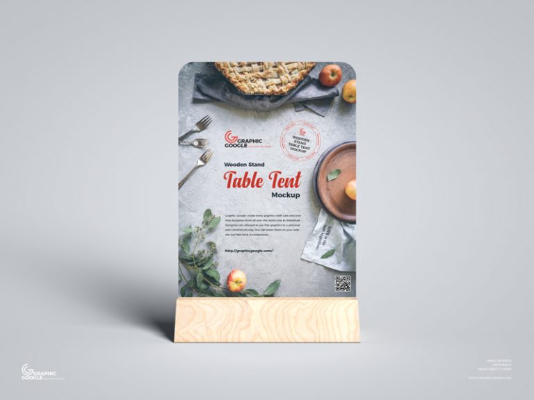 Free Wooden Stand Table Tent Mockup - Graphic Google - Tasty Graphic ...