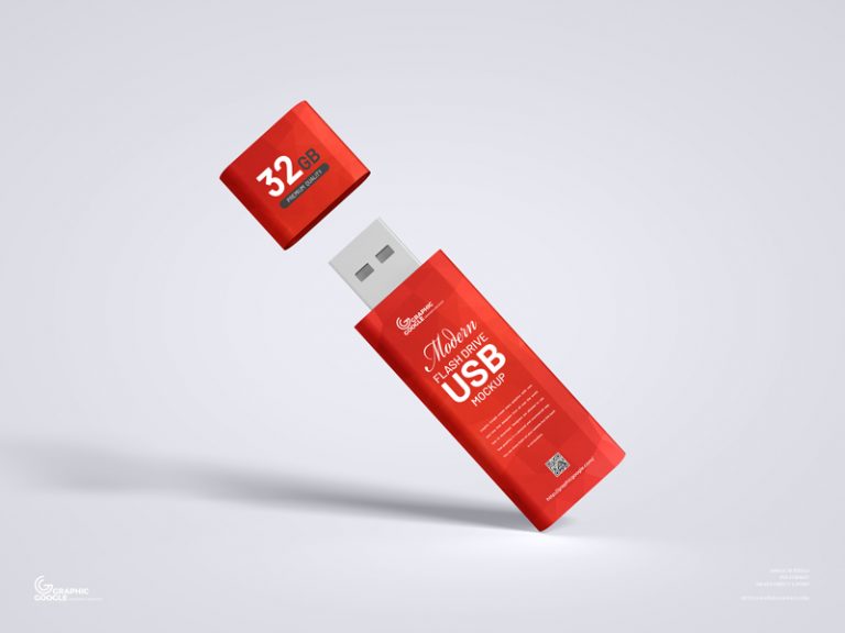 Free Modern Flash Drive USB Mockup - Graphic Google - Tasty Graphic