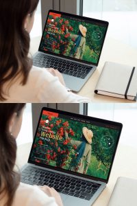 Free-Woman-Using-Laptop-Website-Mockup-PSD