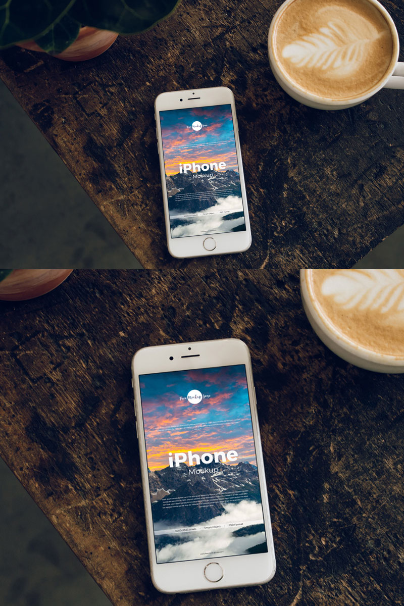 Free-iPhone-With-Coffee-Cup-Mockup-PSD