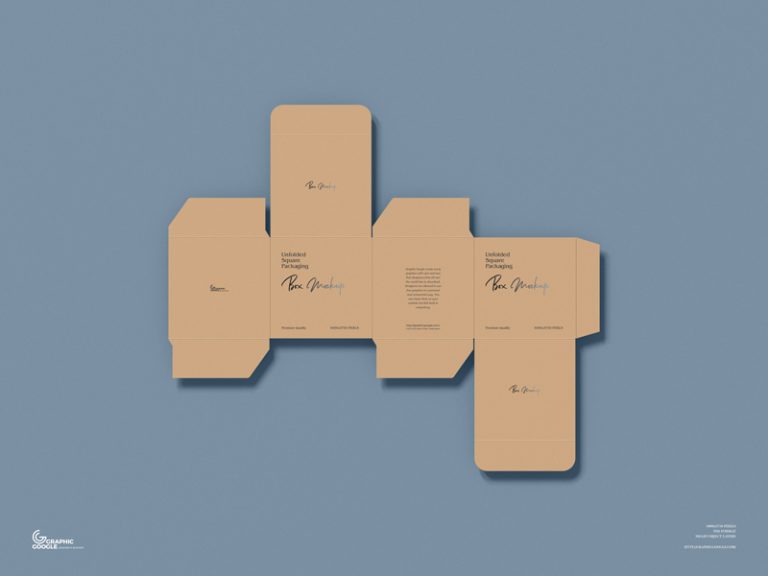 Free Unfolded Square Packaging Box Mockup - Graphic Google - Tasty ...
