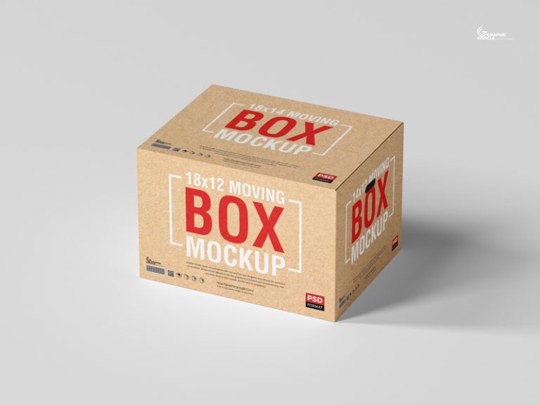 Free 18x14x12 Moving Box Mockup - Graphic Google - Tasty Graphic 