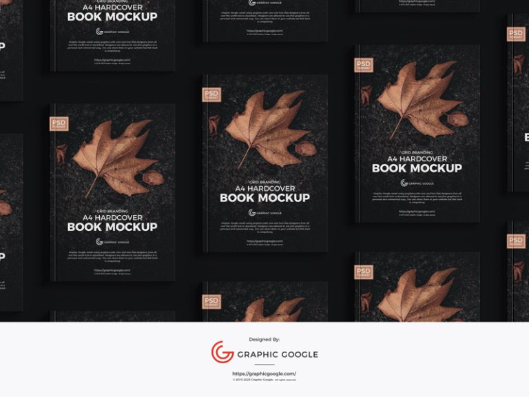 Free Grid Branding A4 Hardcover Book Mockup - Graphic Google - Tasty ...