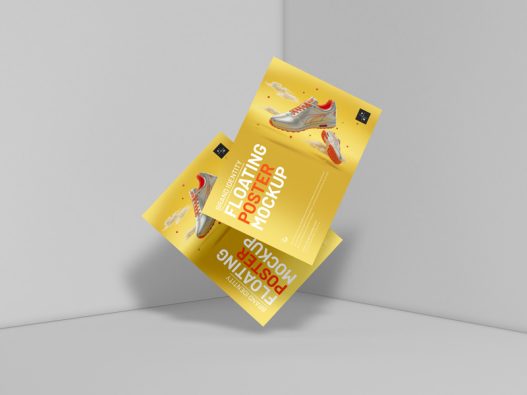 Free Brand Identity Floating Poster - Free Brand Identity Floating Poster Mockup 527x395 