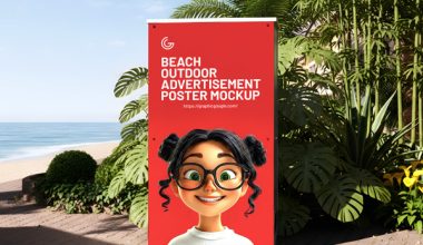 Free high‑resolution beach outdoor advertising poster mockup PSD-300