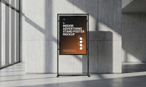 Free-Indoor-Advertising-Stand-Poster-Mockup