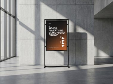 Free-Indoor-Advertising-Stand-Poster-Mockup