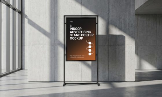 Free-Indoor-Advertising-Stand-Poster-Mockup