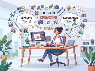 E:\Illustration\Graphic Designer Brainstorming Illustration