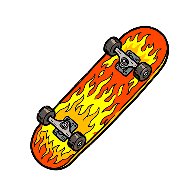 Flaming-Skateboard
