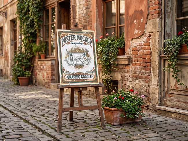 Free-Rustic-Easel-Poster-Mockup
